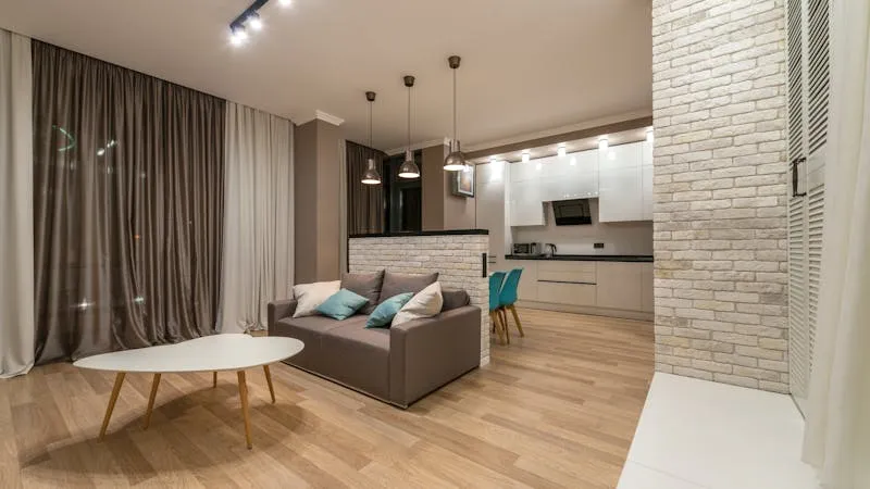 scandinavian minimalist apartment interior with light wood and white walls